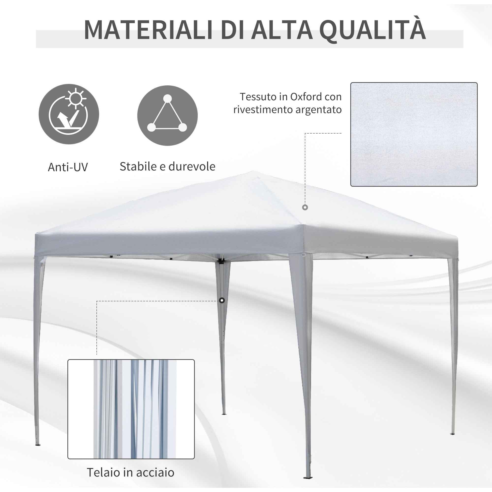 Outsunny Folding Gazebo with Ropes and Garden Pegs
