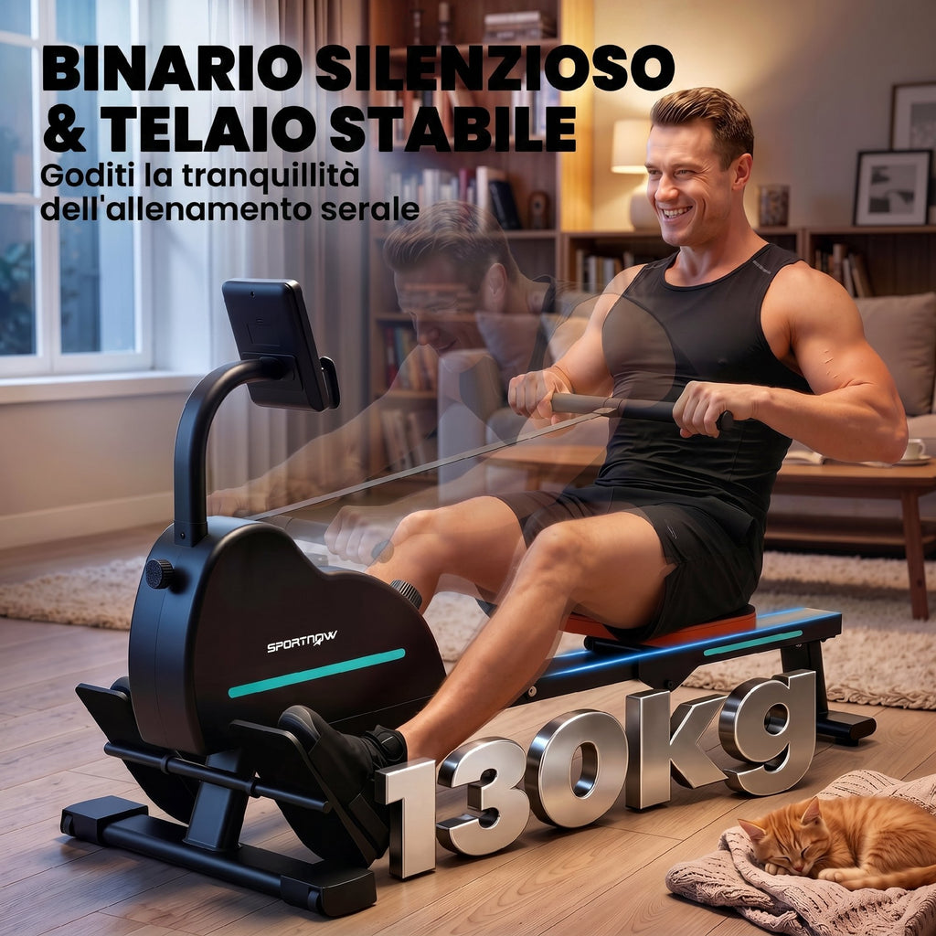 SPORTNOW Home Rowing Machine: 16 Resistance Levels, Bluetooth, APP Compatible.