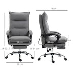 Heated Massage Office Chair, 155° Reclining with Extendable Footrest, Grey