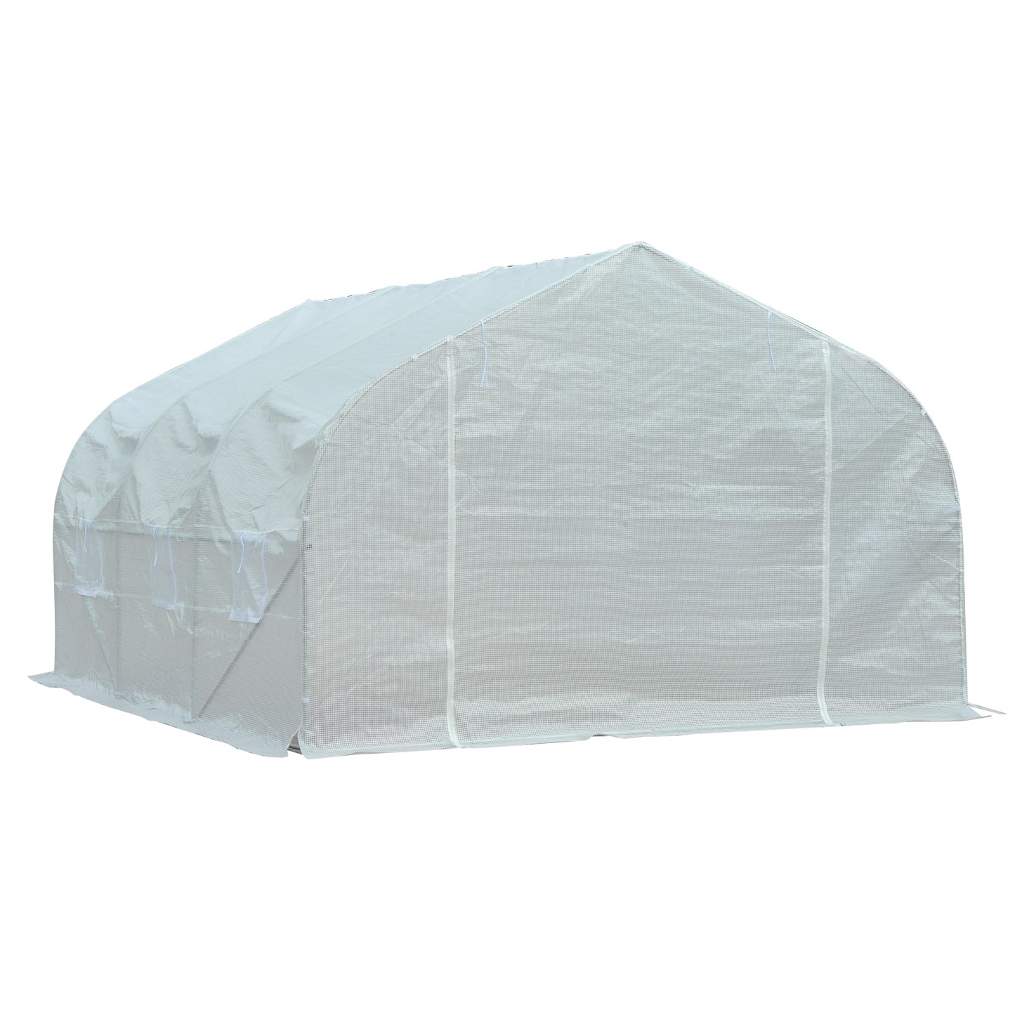 Outsunny Outdoor Tunnel Greenhouse with 6 Mesh Windows, in Metal and PE Plastic, 3.5x3 m, White - Borgè