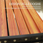 Outsunny 2-Seater Outdoor Metal Bench, 124x39x39 cm, Wood and Black