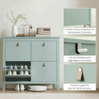 HOMCOM Slim Shoe Rack with 4 Drawers for 20 Pairs of Shoes, Size EU 44, Adjustable Shelves, 105 x 24 x 95.5 cm, Green