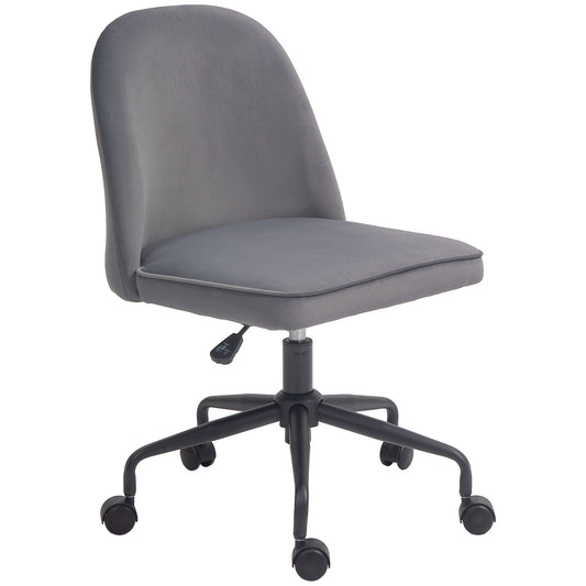 HOMCOM Office Chair with Adjustable Height and Rocking Function, Velvet Fabric Cover, Gray - Borgè