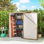 Outsunny Galvanized Steel Garden Shed with Hinged Door, 100x104x160 cm, Light Brown
