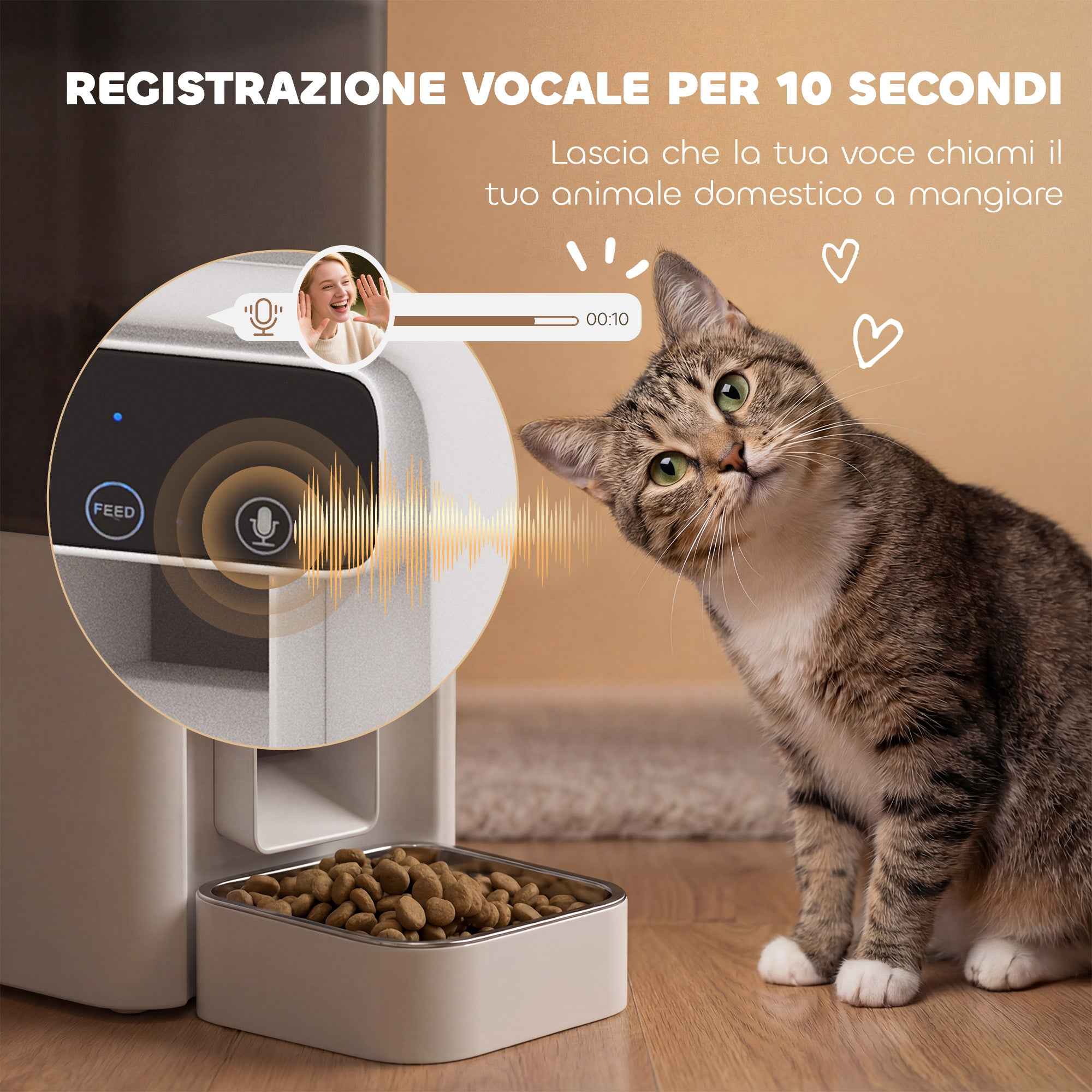 PawHut 4.5L Automatic Cat Food Dispenser with APP and Voice Recorder