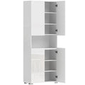 180cm Tall Kitchen Sideboard, Pantry Unit with Soft-Close Doors, Open Shelf, 2 Cabinets, Adjustable Shelves, Modern Kitchen Cabinet for Dining Room Living Room, High Gloss White