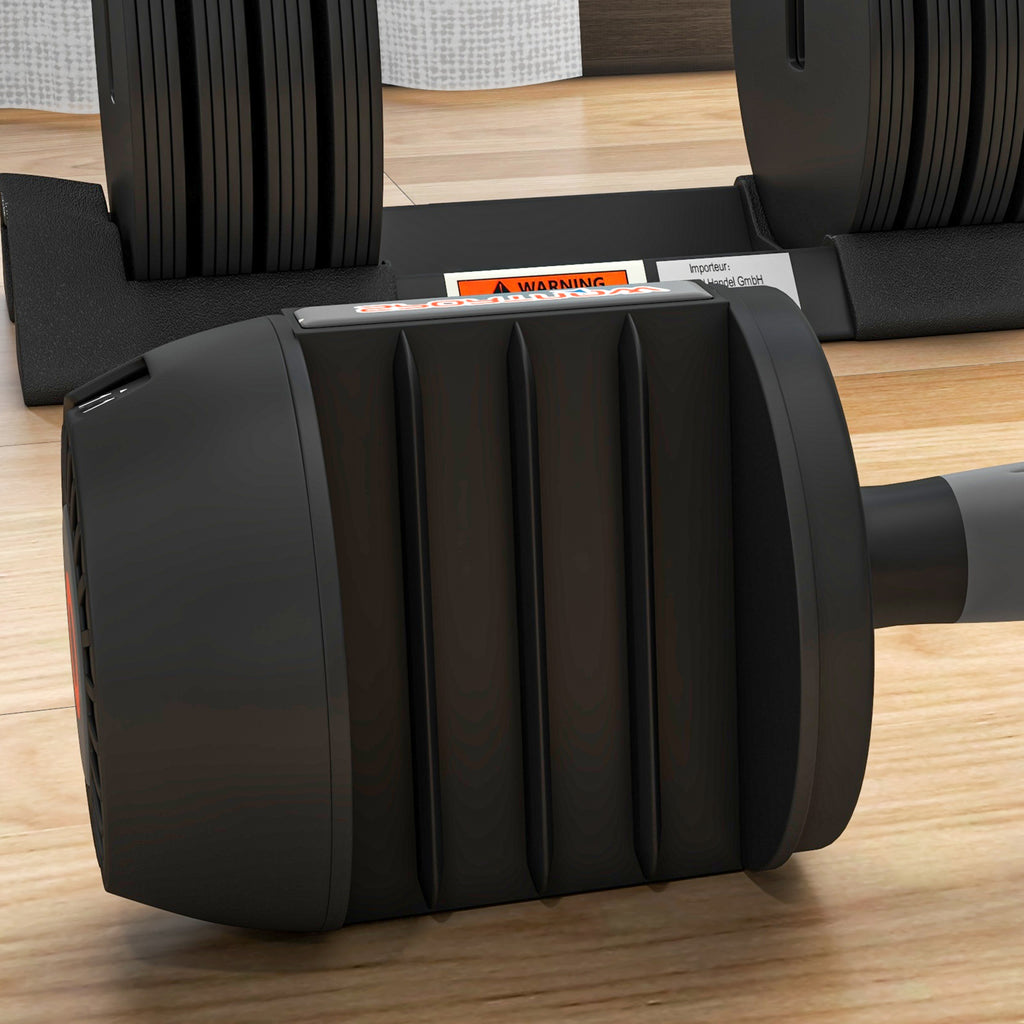SPORTNOW Adjustable Weight Kit with Dumbbell Holder and Non-Slip Grip, in Steel and ABS, 33x16x16 cm, Black - Borgè
