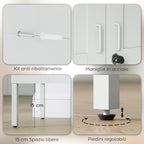 3-Tier Adjustable Steel Office Cabinet with Lock and 2 Keys, 80x40x175cm, White