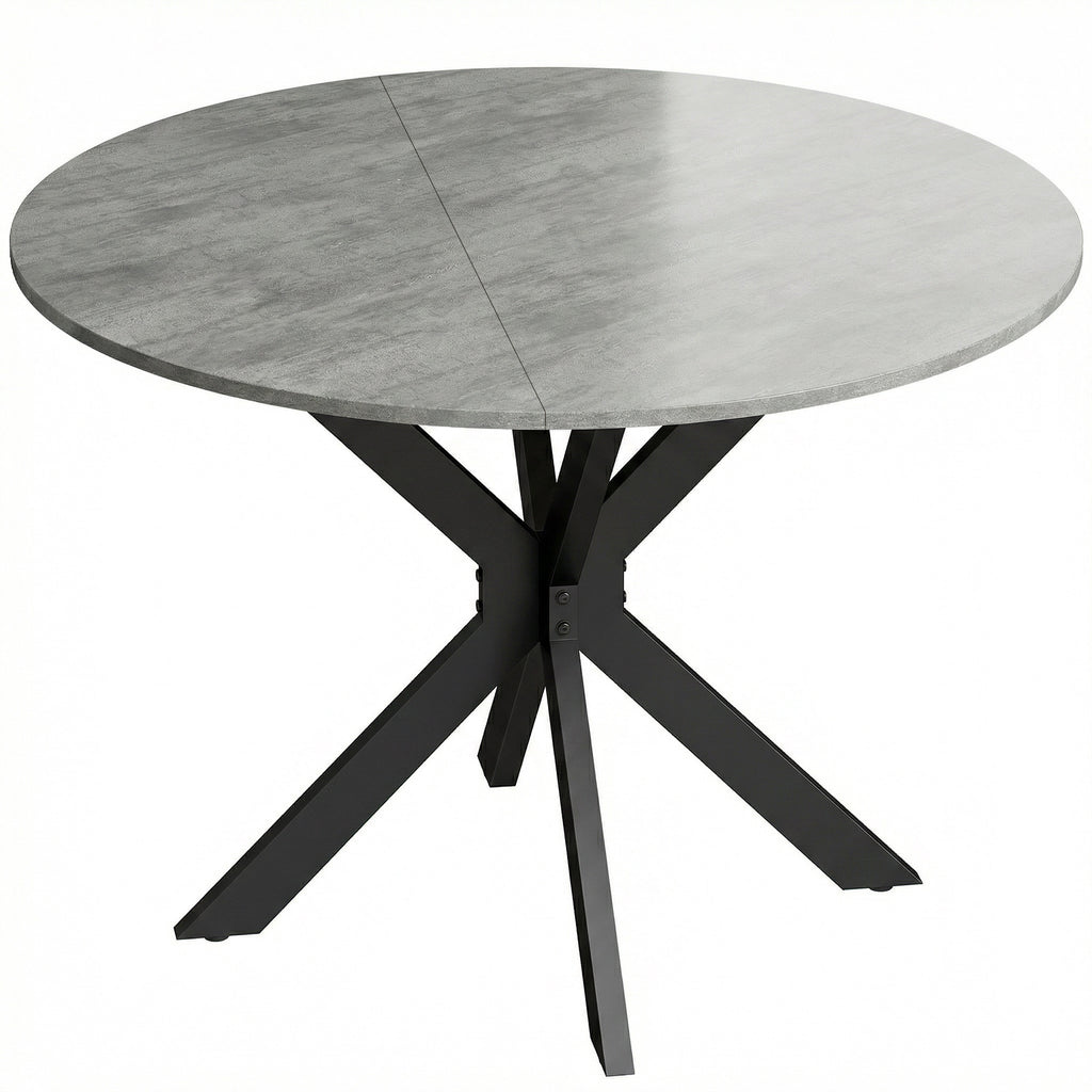 HOMCOM Folding Table for 2-6 People, Folding Wings, Double X Steel Frame, Cement Grey