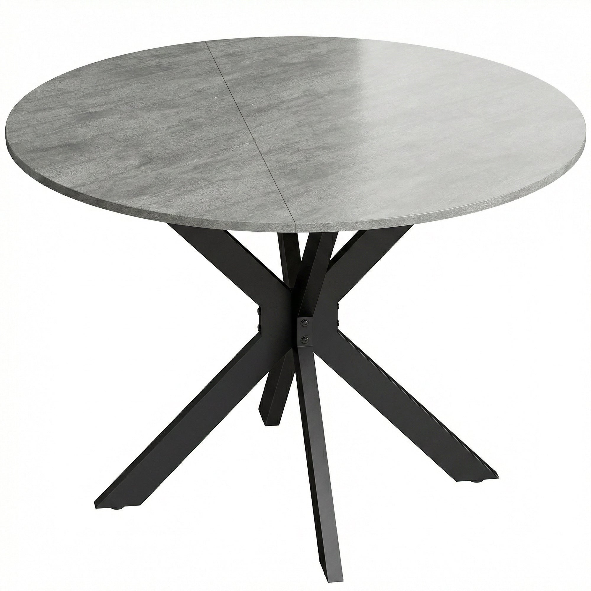 HOMCOM Folding Table for 2-6 People, Folding Wings, Double X Steel Frame, Cement Grey