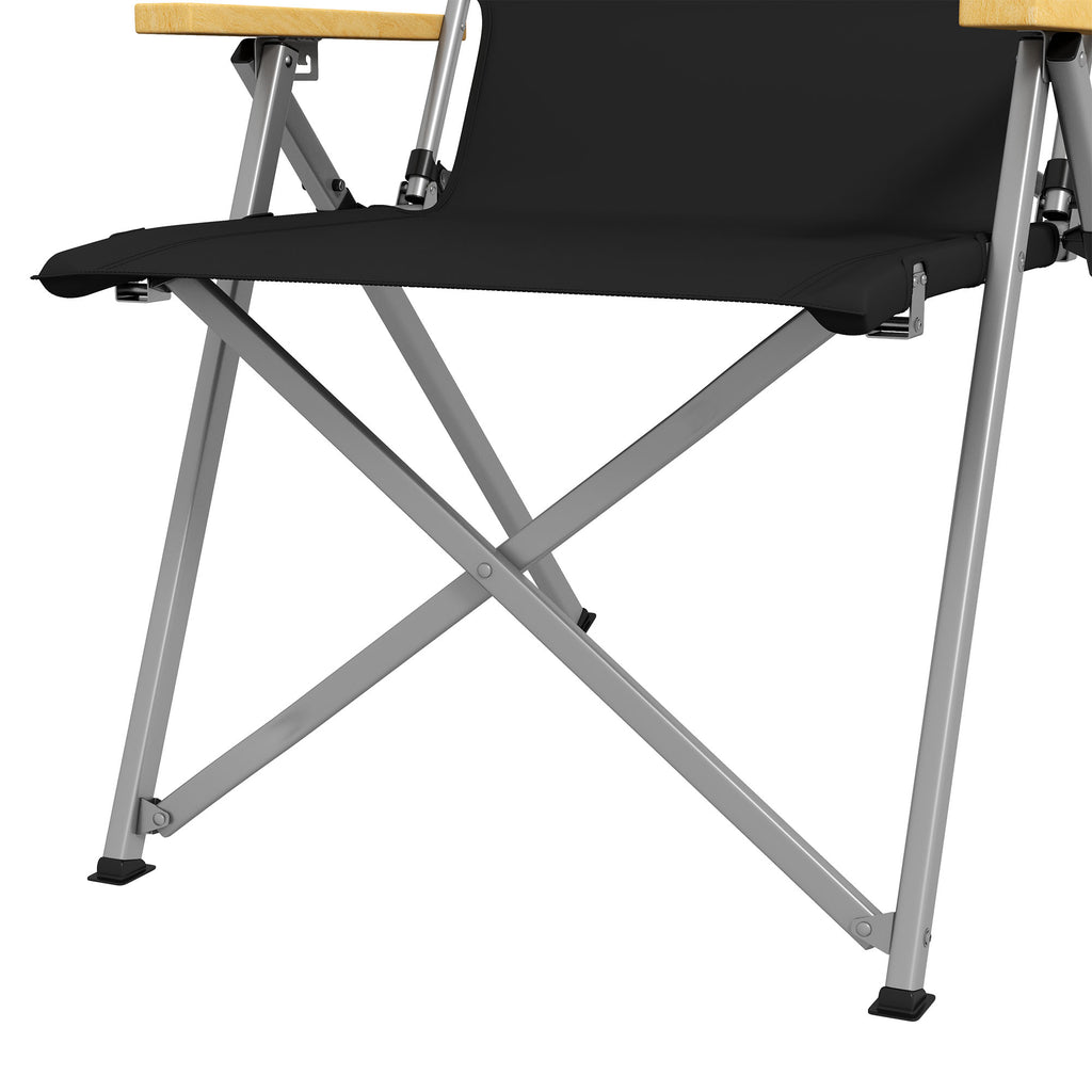 Folding Camping Chair with Adjustable Backrest, Aluminum and Polyester 74x59.5x98 cm, Black