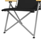 Folding Camping Chair with Adjustable Backrest, Aluminum and Polyester 74x59.5x98 cm, Black