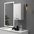 kleankin Wall-Mounted MDF Bathroom Cabinet with 3 Shelves and Adjustable Top Shelf, 37x22.5x70 cm, White - Borgè
