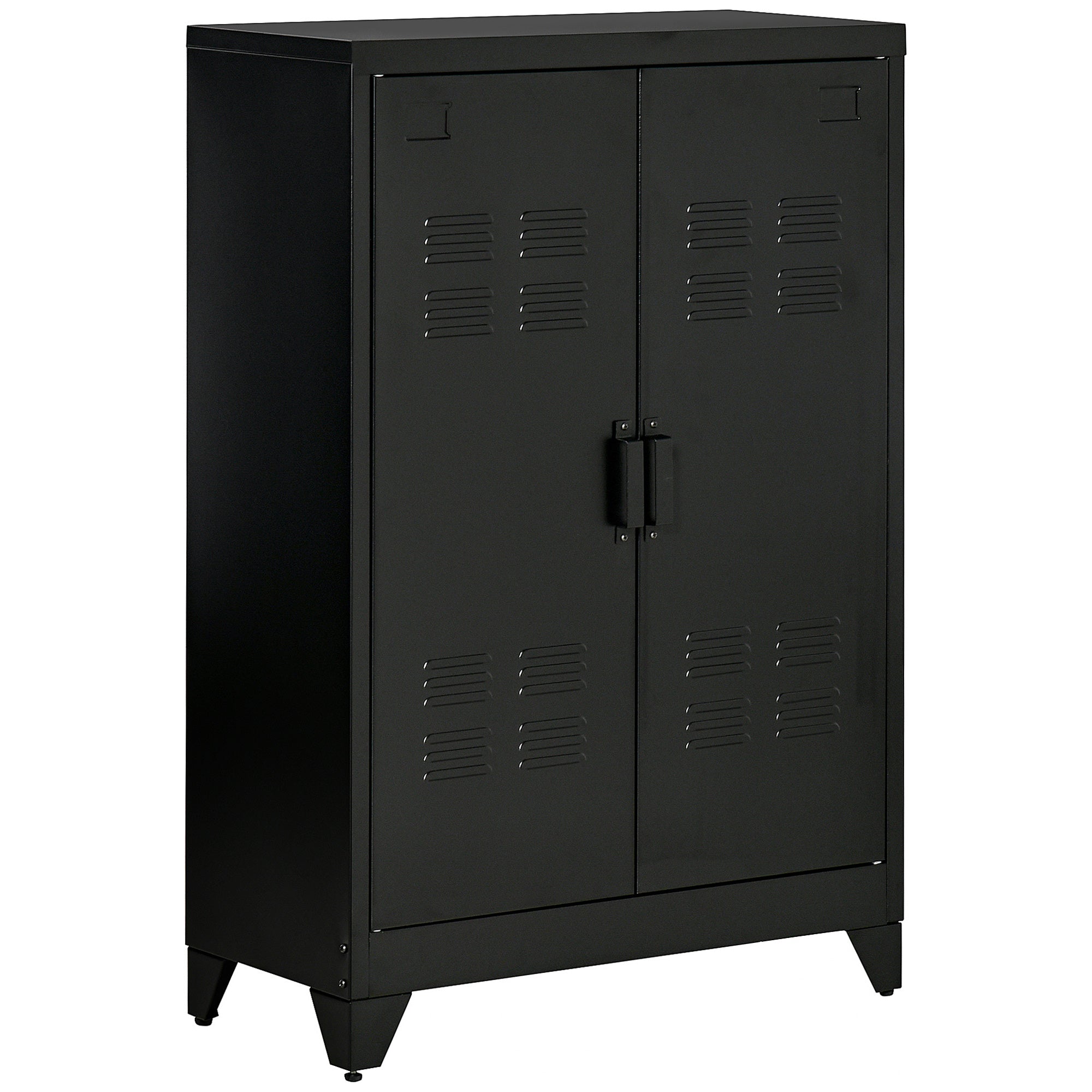 Industrial Style 2-Door Metal Storage Cabinet for Home and Garage, 75x33x110 cm, Black