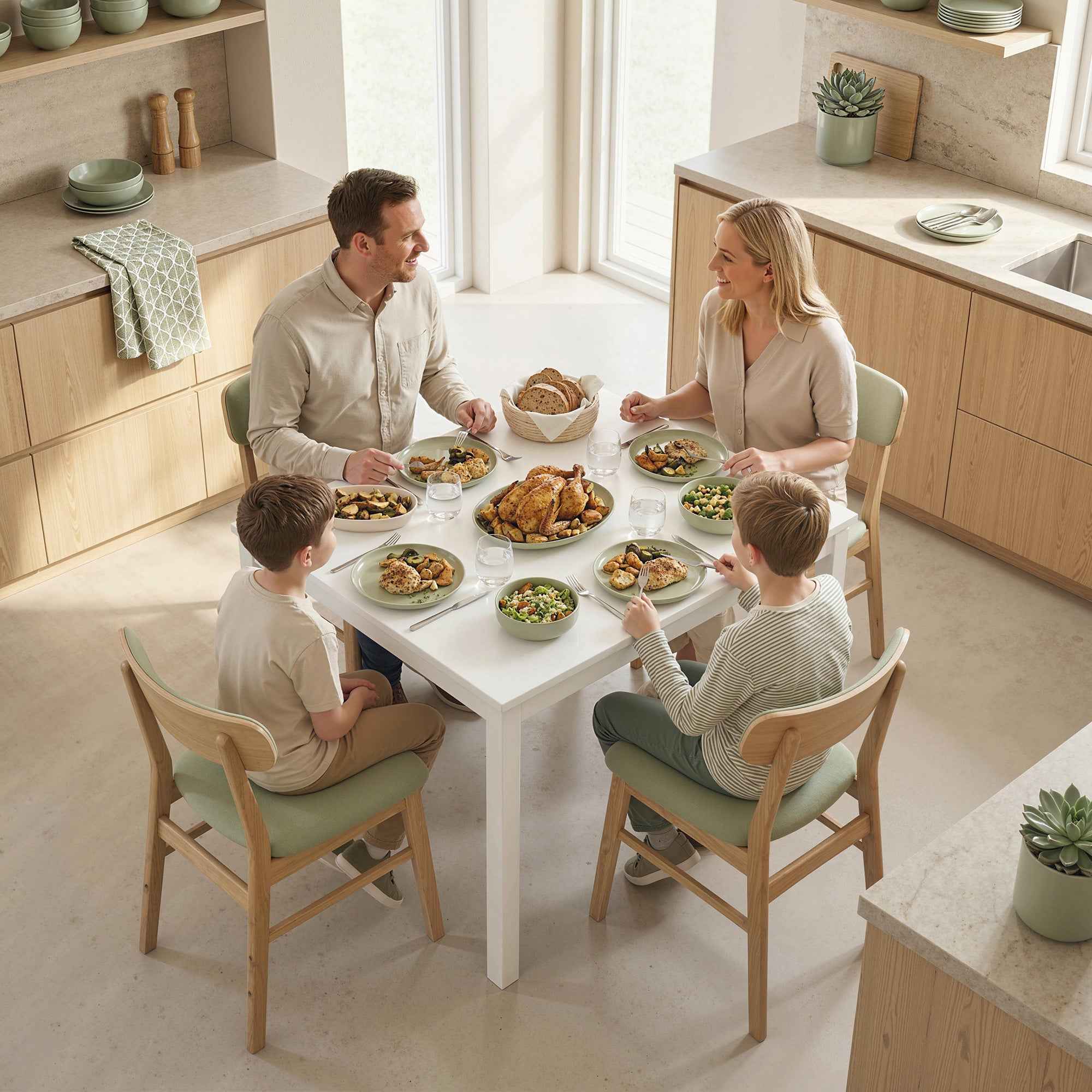 Space-Saving Rectangular Extendable Dining Table, 80-120cm, White