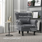 Homcom Vintage Living Room Armchair In Fabric With Lumbar Cushion and Padding, Dark Gray - Borgè