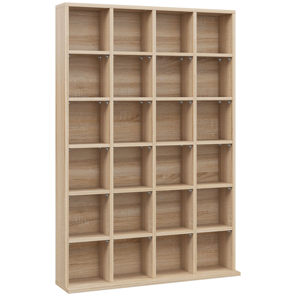 CD Cabinet with Adjustable Shelves for 456 CDs or 336 DVDs, 24 Compartments, 89x20x130.5 cm, Wood