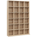 CD Cabinet with Adjustable Shelves for 456 CDs or 336 DVDs, 24 Compartments, 89x20x130.5 cm, Wood