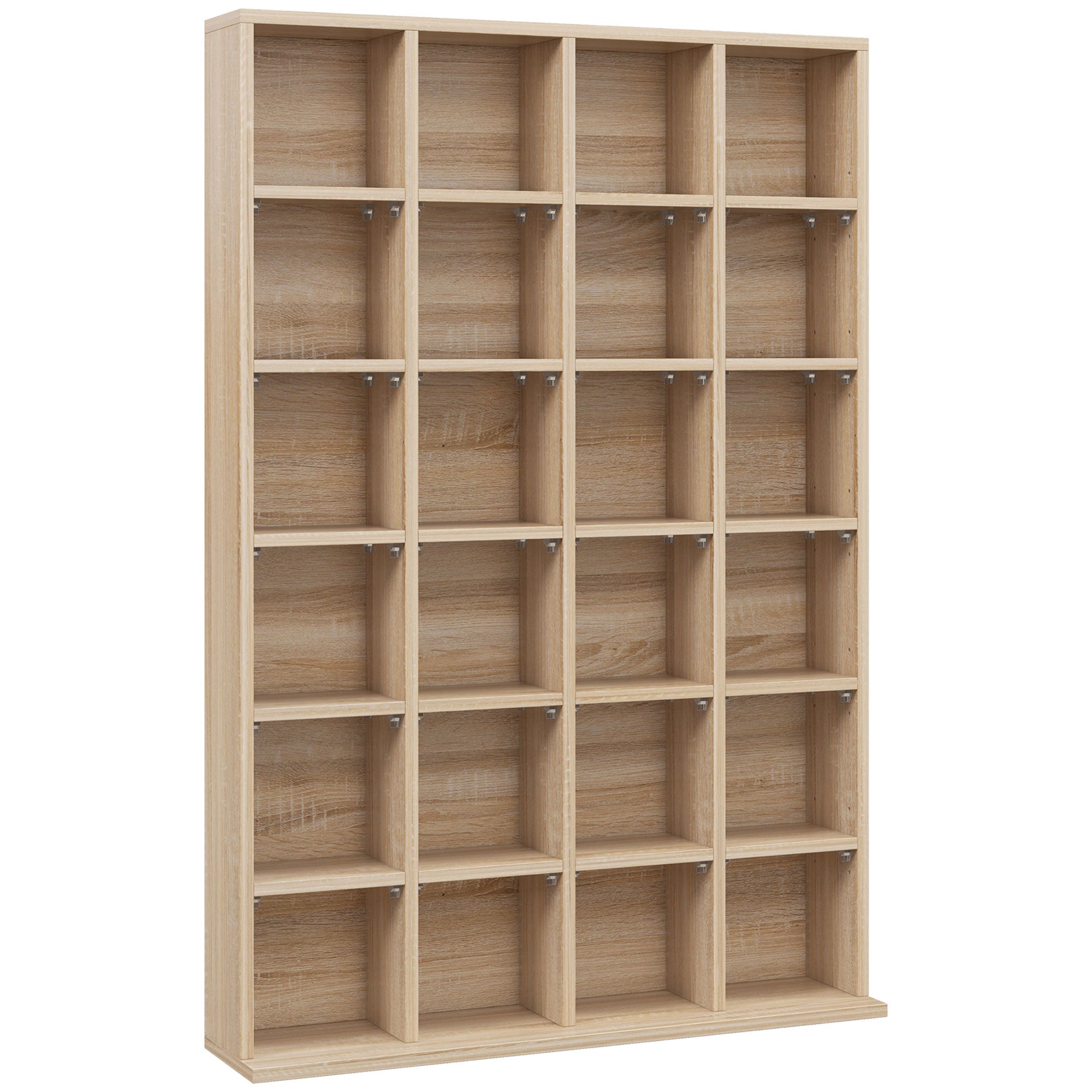 CD Cabinet with Adjustable Shelves for 456 CDs or 336 DVDs, 24 Compartments, 89x20x130.5 cm, Wood