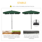 Rectangular Garden Umbrella 2x2.4 m with Adjustable Inclination and Aluminum Pole, Green and Black