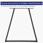 Set of 2 Trapezoidal Steel Table Legs with 6 Holes and 12 Screws, 70x5x72 cm, Black