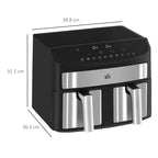 HOMCOM 8L Air Fryer with Timer and Adjustable Temperature, in Steel and Plastic, 38.8L x 36.3x31.1 cm, Black - Borgè