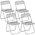 HOMCOM Set of 4 Clear Acrylic Folding Chairs, Grey