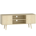 HOMCOM 55" Max TV Stand with 2 Cabinets and 2 Open Shelves, in Wood and Chipboard, 120x34x50 cm, Wood Color