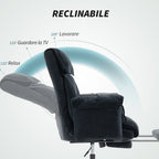 Reclining Office Chair with Footrest, High Back, Adjustable Height and Wheels, Black