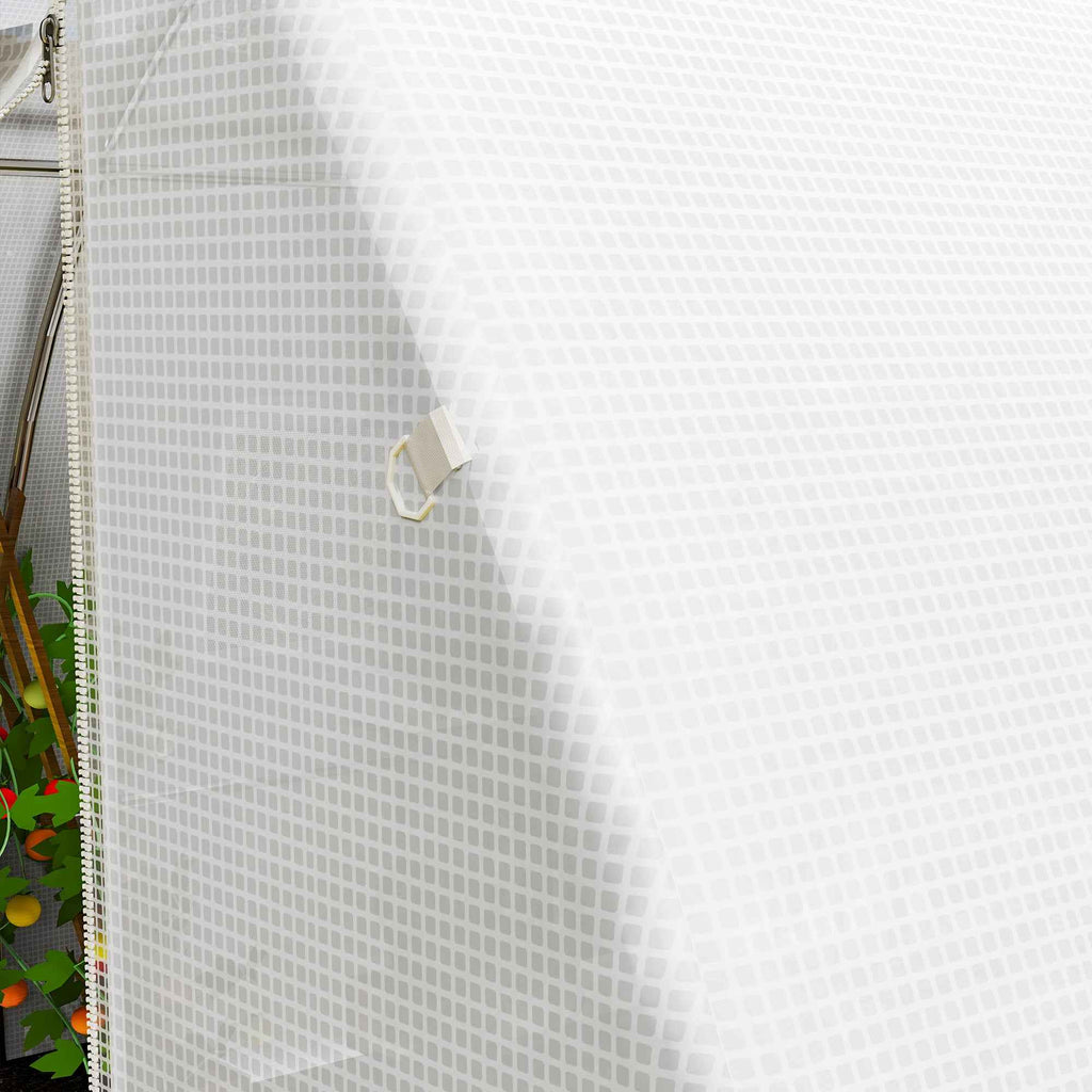 Outsunny PE Greenhouse Cover with 8 Windows, Roll-Up Door and Buried Edges, 4x3x2 m, White