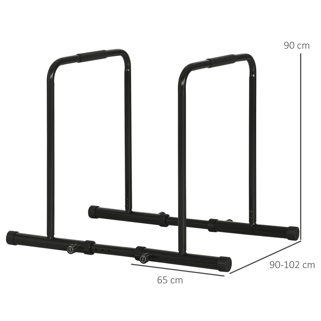 SPORTNOW Adjustable Height Steel Dip Bar with 6 Adjustable Lengths, 90-102x65x80-90 cm, Black
