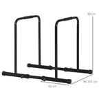 SPORTNOW Adjustable Height Steel Dip Bar with 6 Adjustable Lengths, 90-102x65x80-90 cm, Black