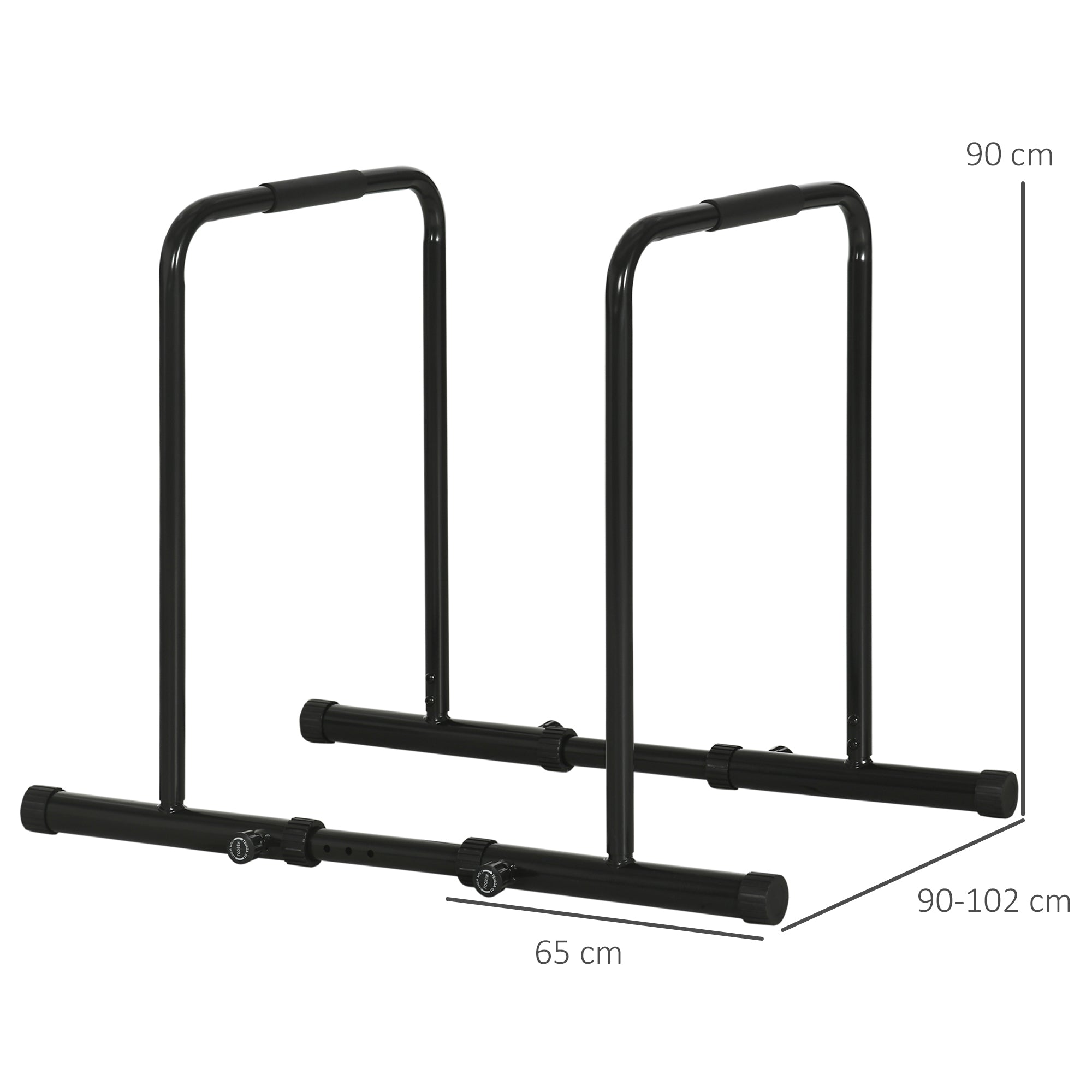 SPORTNOW Adjustable Height Steel Dip Bar with 6 Adjustable Lengths, 90-102x65x80-90 cm, Black