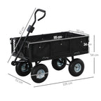 114L Steel Garden Cart with Storage Bag and Removable Walls, 105x51x54 cm, Black