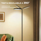 HOMCOM LED Floor Lamp with 350° Swivel Head and Magnetic Remote Control, Continuously Dimmable 3000K-6500K, Black