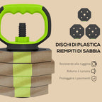 SPORTNOW 6-in-1 Multifunction Gym Weight Set, 25kg Total, Made of Plastic and Sand, 125x18x18 cm, Green