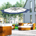 Garden Umbrella with Arm 3x2 m with Crank, Metal and Polyester, Dark Blue and Cream
