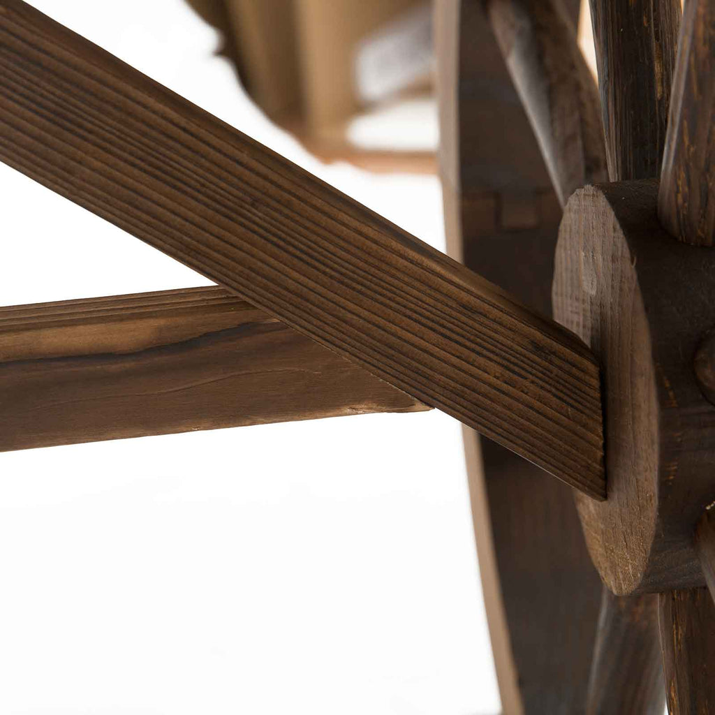 Country Style Garden Table with Wheel Legs, Weatherproof Fir Wood, 110x60x65 cm