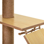 PawHut Cat Scratching Tree with House, 2 Beds, Hammock and Ball, Made of Wood, Polyester and Sisal, 60x40x130 cm