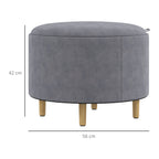 Velvet Storage Pouf 120 kg max with Flip-Top Tray, in MDF and Oak, 56x56x42 cm, Grey