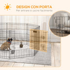 Indoor and Outdoor Dog Playpen with 8 Mesh Panels and Door, 61 x 61cm, Black