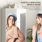 Space-Saving Slim Shoe Rack with Mirror and 4 Drawers for 24 Pairs of Shoes, 76x26x178cm, White