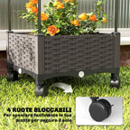 Outsunny 185cm Raised Trellis Planter with Drainage Holes and 4 Wheels, PE and PP Coated Metal, Black