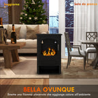 Freestanding Bioethanol Fireplace, 1.2L Burner, 3 Hour Burn Time, 20-25m² Heated Area, Black