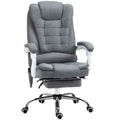 Vinsetto Office Chair with Remote Control and 6 Massage Points, in Velvet and Linen Blend Fabric, 67x79x111-121 cm, Grey