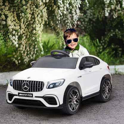 Electric Ride-On Car for Kids 3-5 Years Mercedes with Seat Belt and Remote Control, White - Borgè