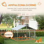 PAWHUT FENCE FOR DOGS MEDIUM SITE WITH Waterproof roof, 200x200x150cm, Silver - Borgè