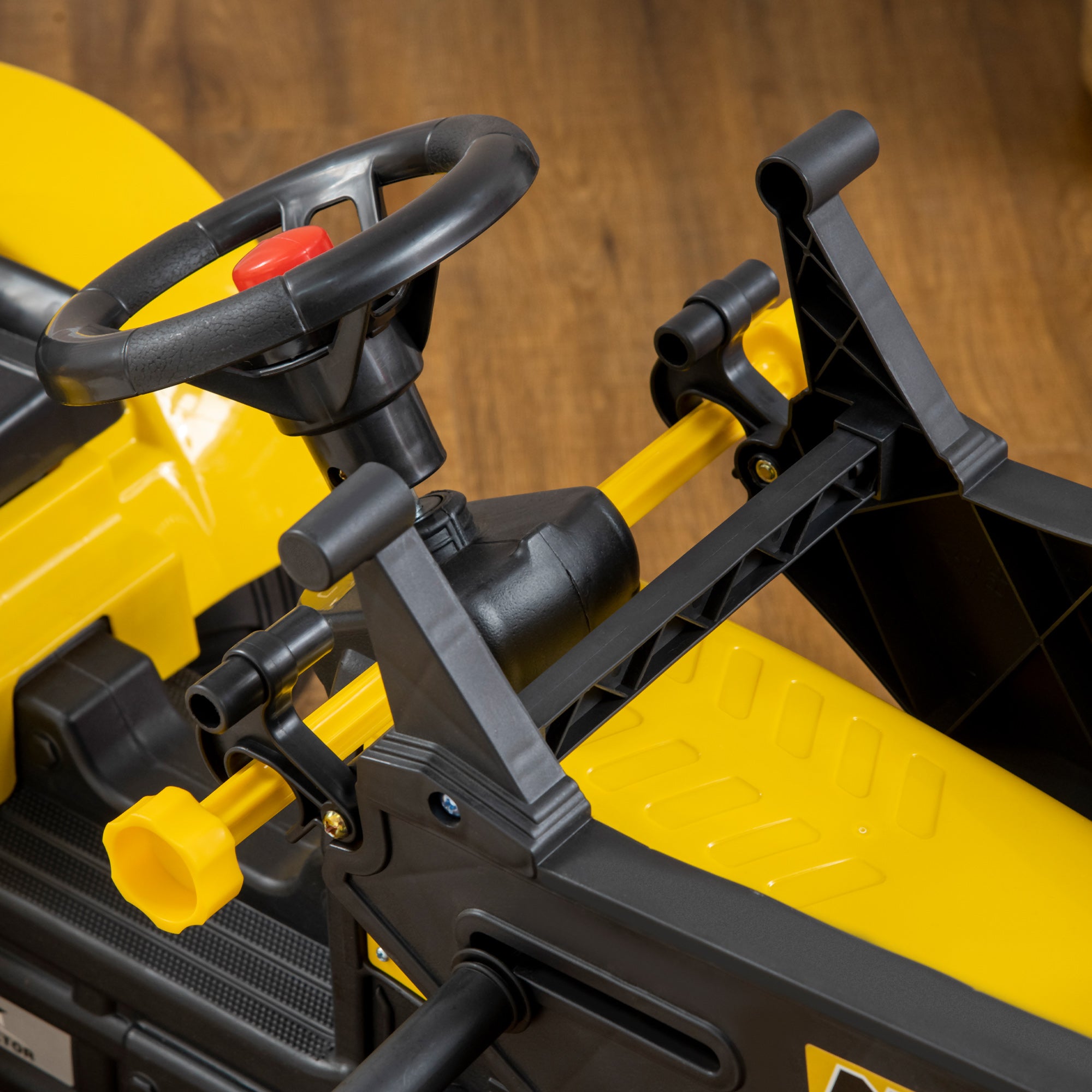 Pedal Excavator for Kids from 3 Years with Front Loader, Trailer and 6 Wheels, Yellow