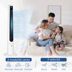 50W Tower Fan with 3 Modes and 3 Speeds with 12h Timer, in ABS, Ø32x118.2 cm, White - Borgè
