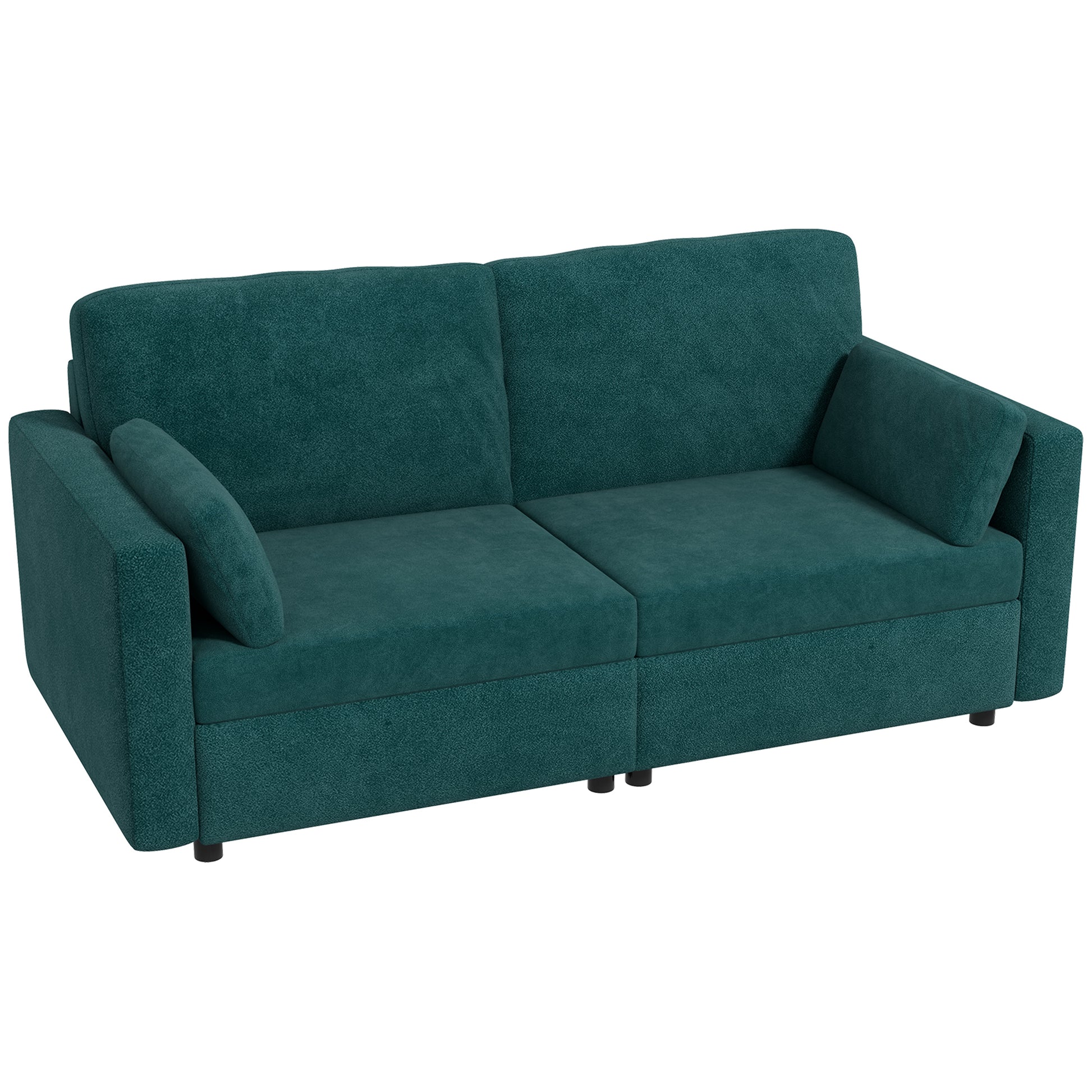 Homcom Velvet 3 -seater sofa with cushions and padded seat, 178x82x85cm, dark green - Borgè